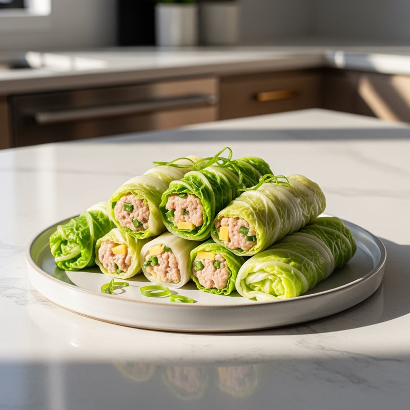 Asian Cabbage Turkey Rolls