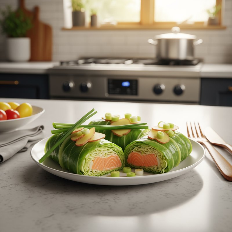 Cabbage Wrapped Salmon Rolls