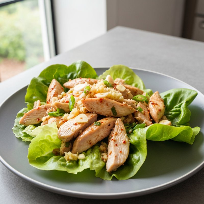 Chicken Lettuce Kimchi Cups