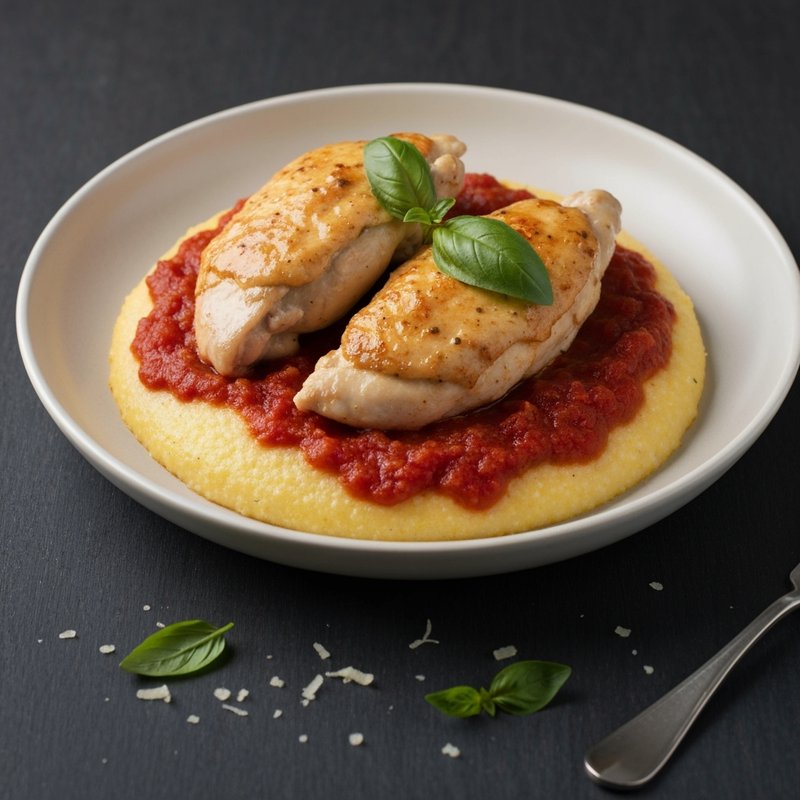 Creamy Tomato Basil Chicken over Polenta