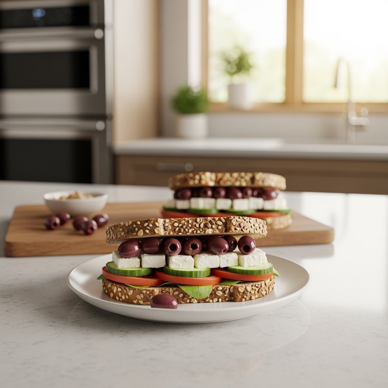 Feta Cheese and Olive Sandwich