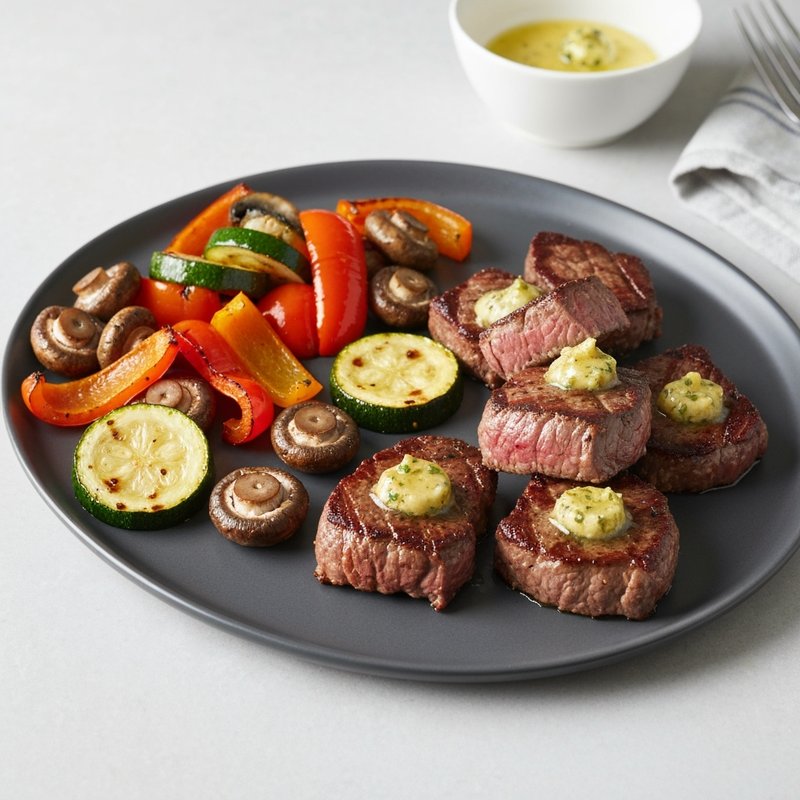 Garlic Butter Steak Bites & Roasted Veggies