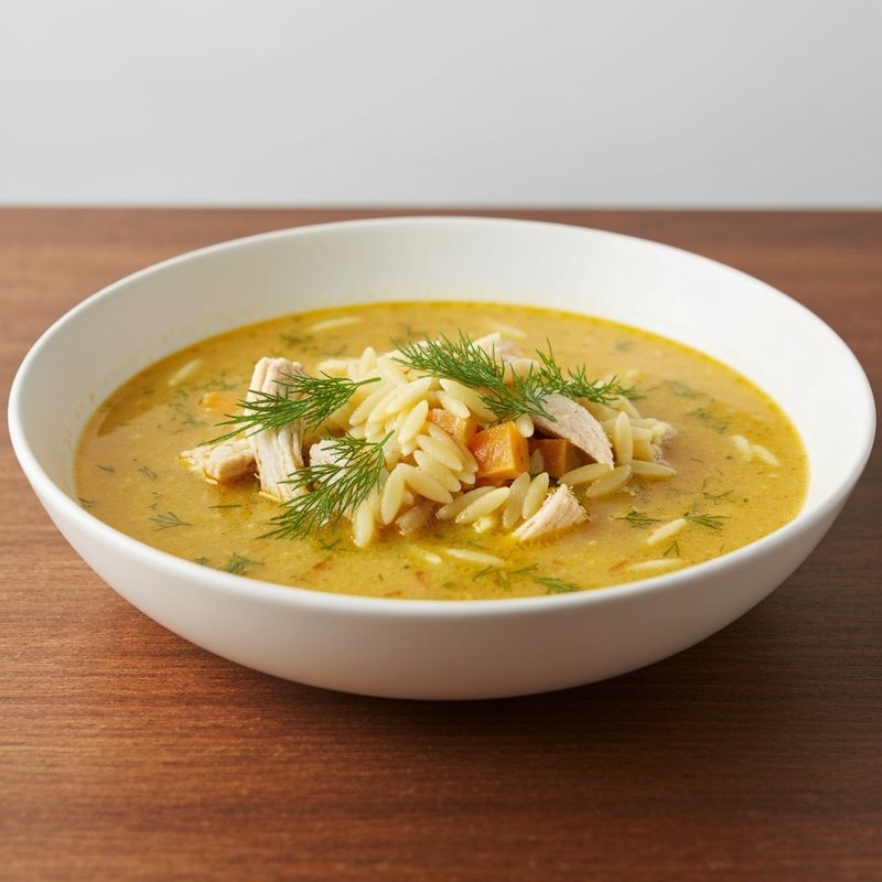 Greek Lemon Chicken Soup with Orzo & Dill