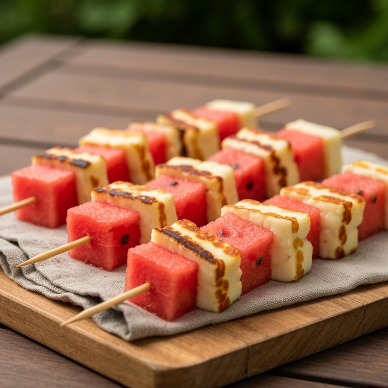 Grilled Halloumi and Watermelon Skewers