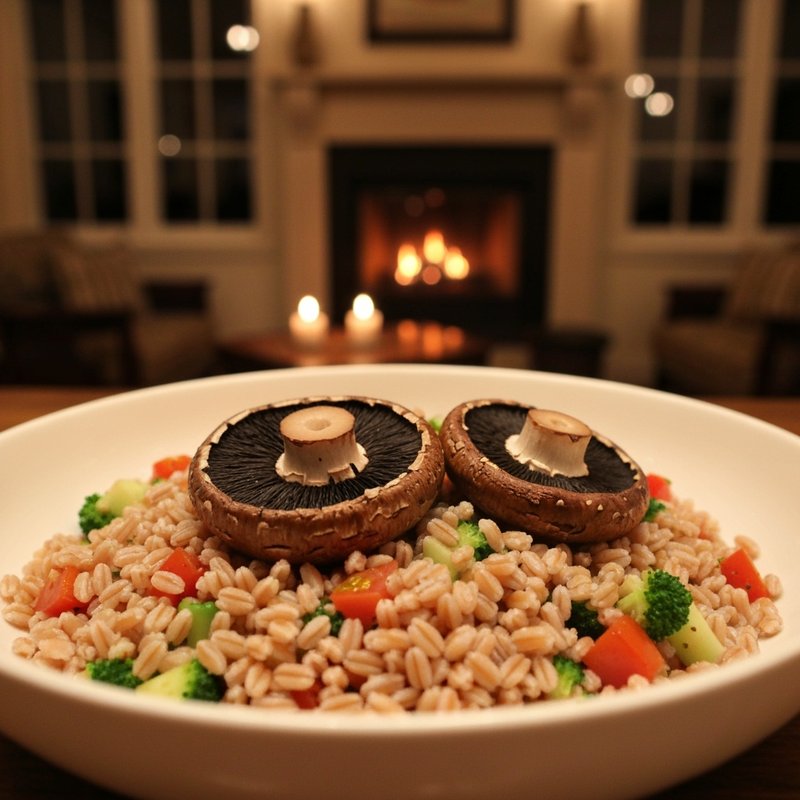 Grilled Veggie & Farro Stuffed Portobellos