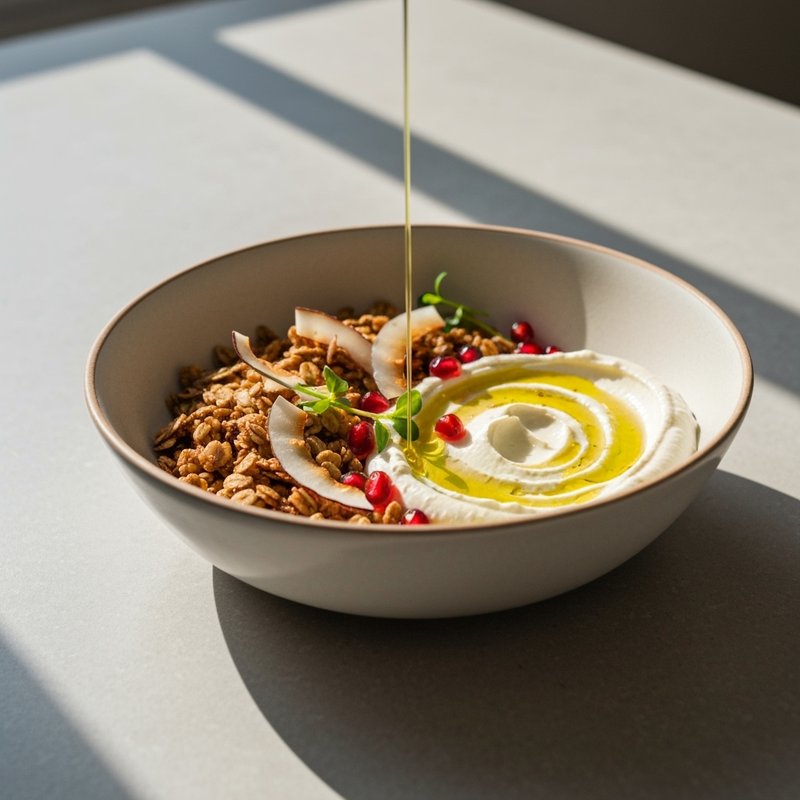 Herbed Labneh Breakfast Bowl with Olive Oil Granola