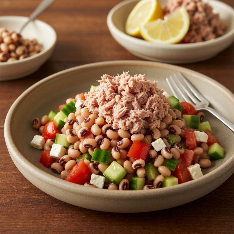 Mediterranean Black-Eyed Pea Salad with Tuna