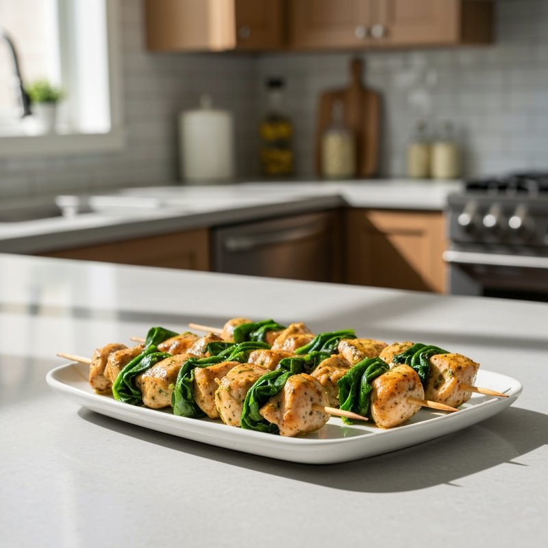 Mediterranean Chicken and Spinach Skewers