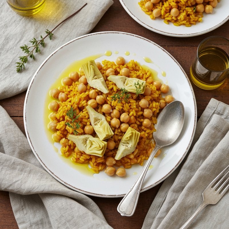 Mediterranean Chickpea & Artichoke Paella