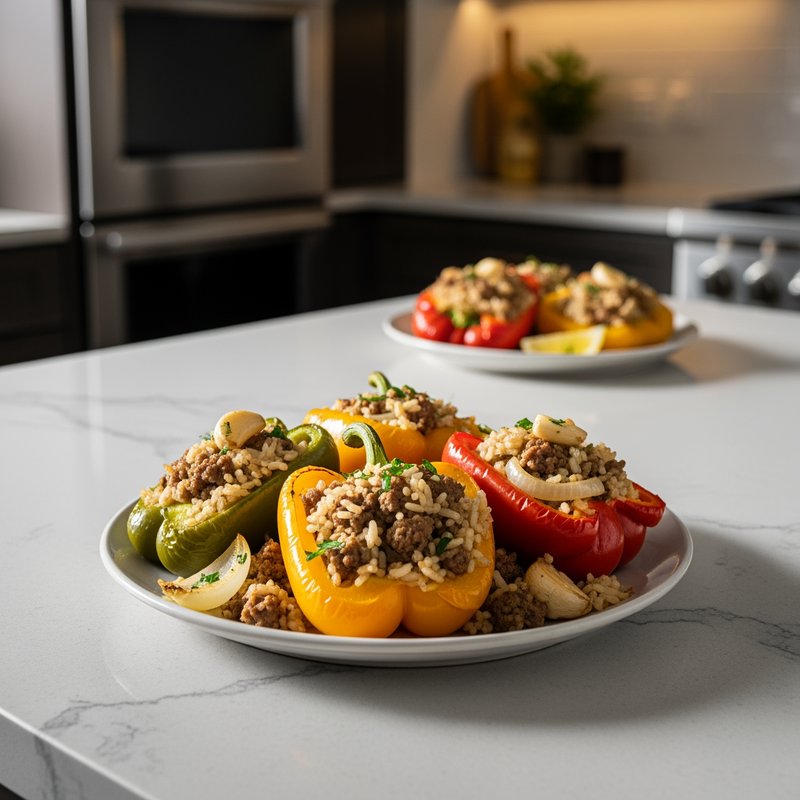 Mediterranean Stuffed Bell Peppers with Lamb