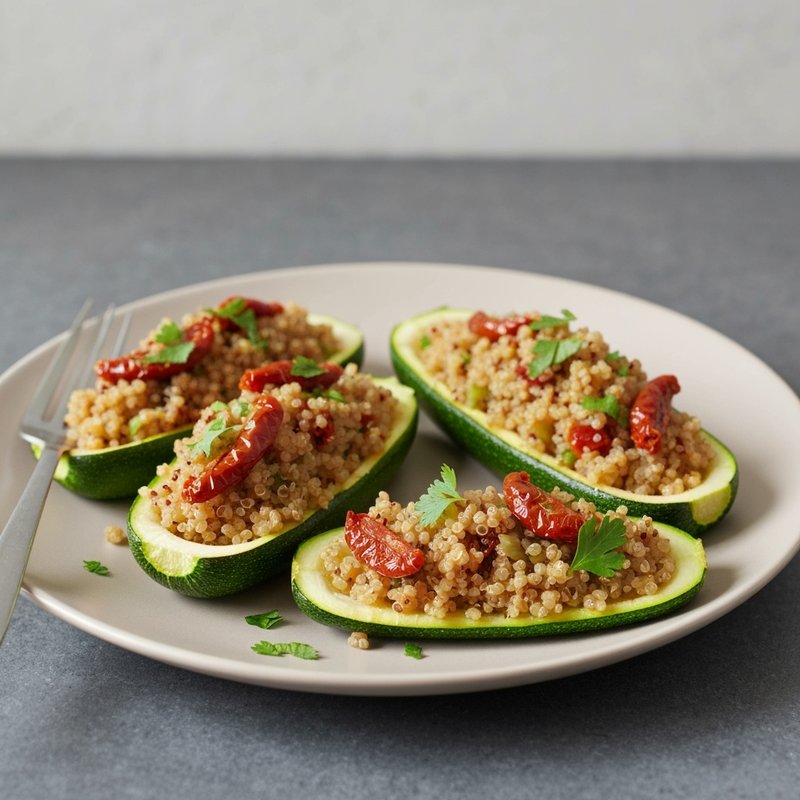 Mediterranean Stuffed Zucchini Boats with Quinoa & Herbs