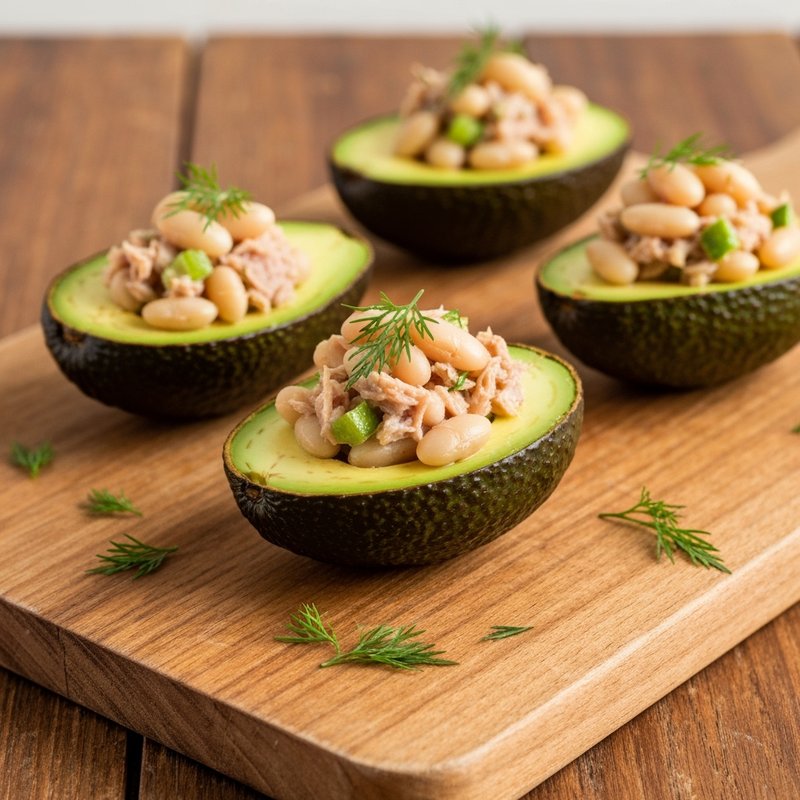 Mediterranean Tuna & White Bean Stuffed Avocados