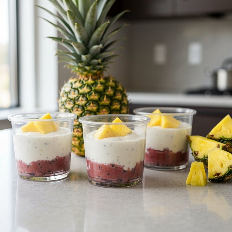Pineapple Coconut Yogurt Parfait Pots