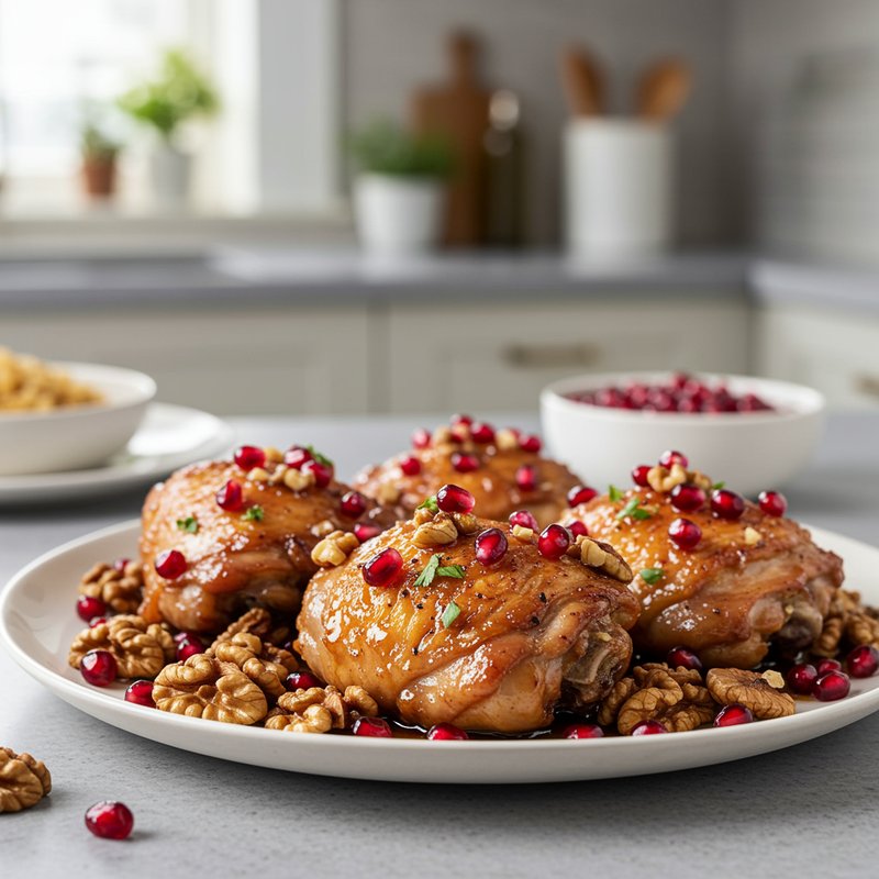 Pomegranate-Glazed Chicken Thighs with Walnuts