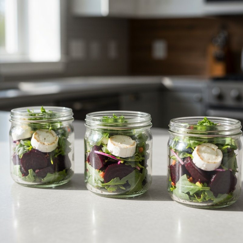 Roasted Beet & Goat Cheese Salad Jars