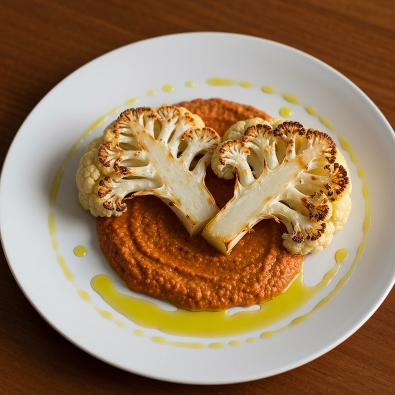 Roasted Cauliflower Steaks with Romesco Sauce