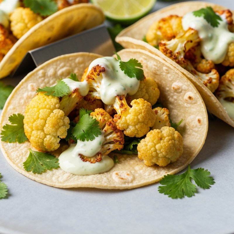 Roasted Cauliflower Tacos with Lime Crema