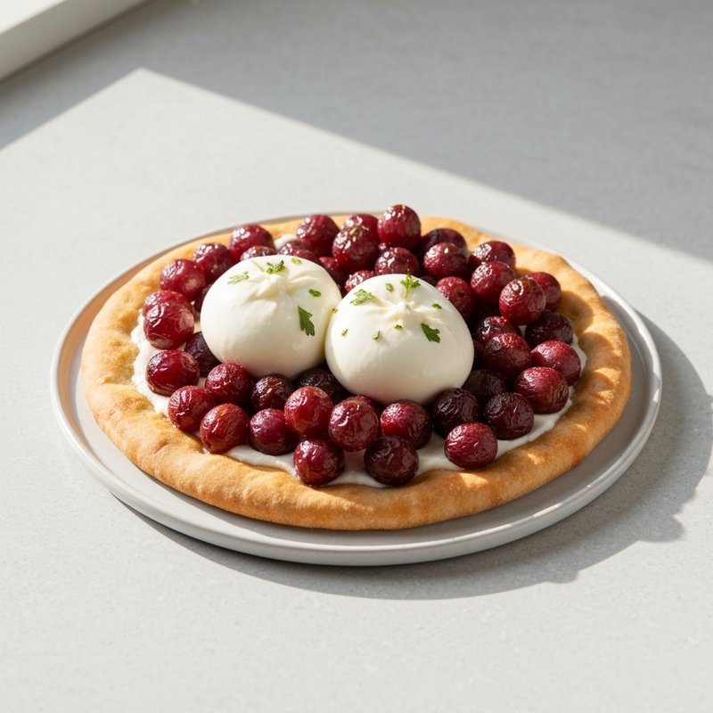 Roasted Grape and Burrata Flatbread