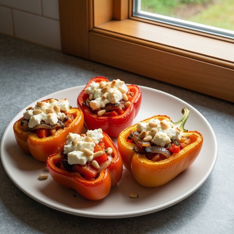 Roasted Vegetable and Feta Stuffed Bell Peppers