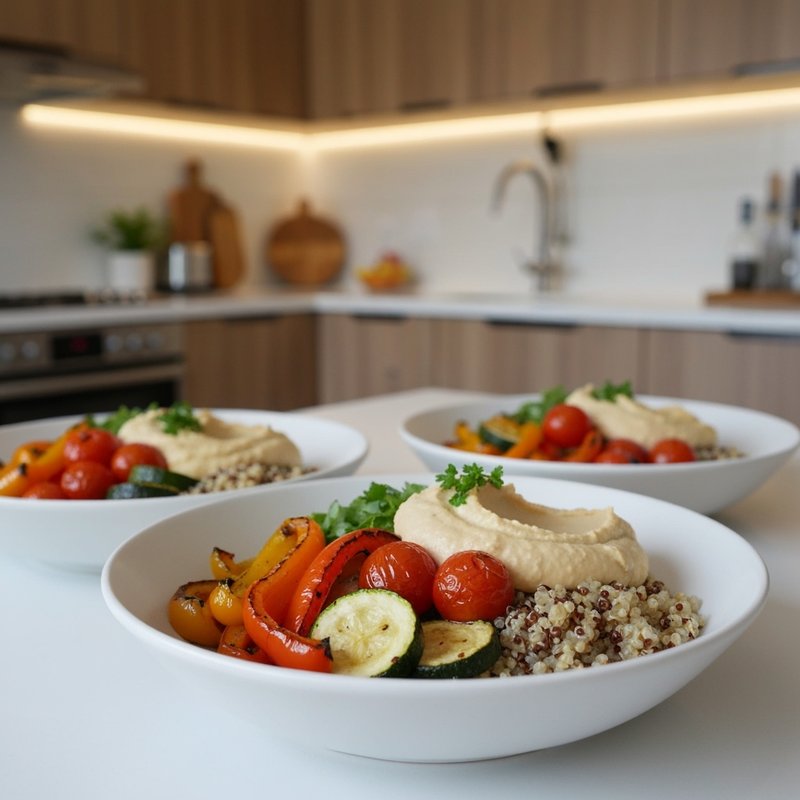 Roasted Veggie & Hummus Quinoa Bowls