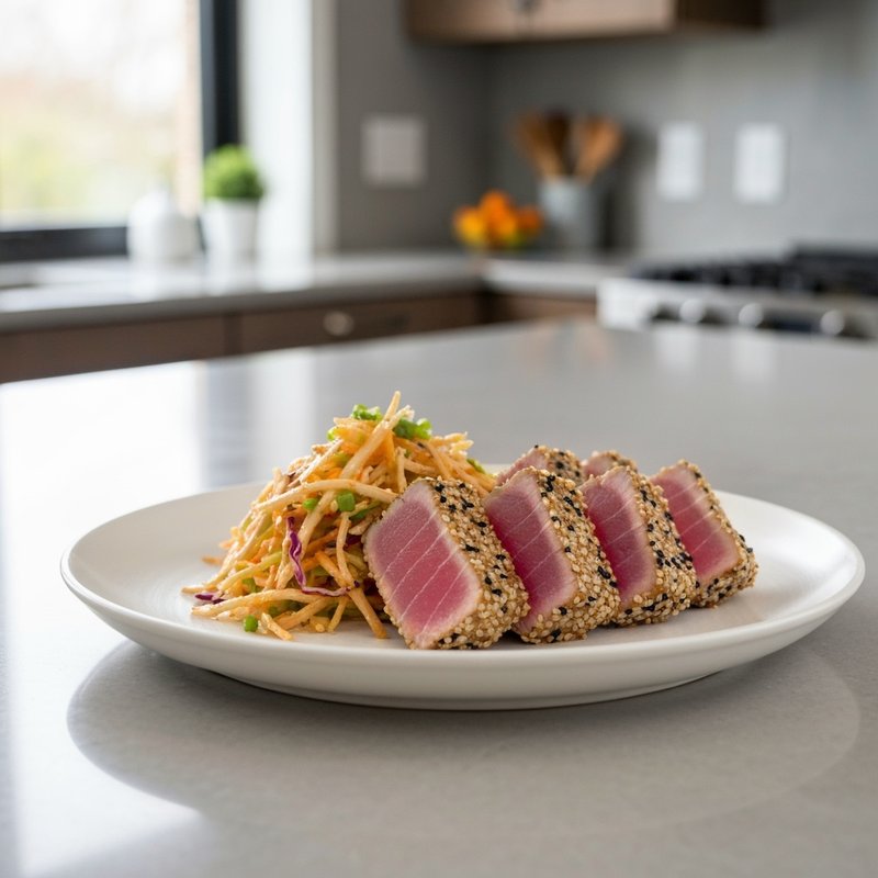 Sesame Crusted Ahi Tuna with Ginger Slaw