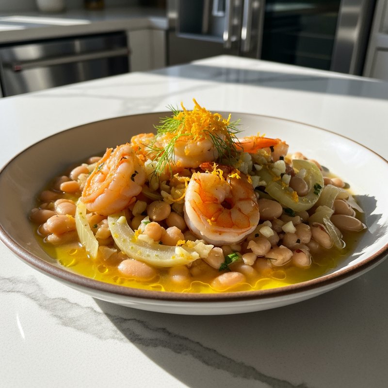 Shrimp & White Bean Stew with Fennel & Orange Zest