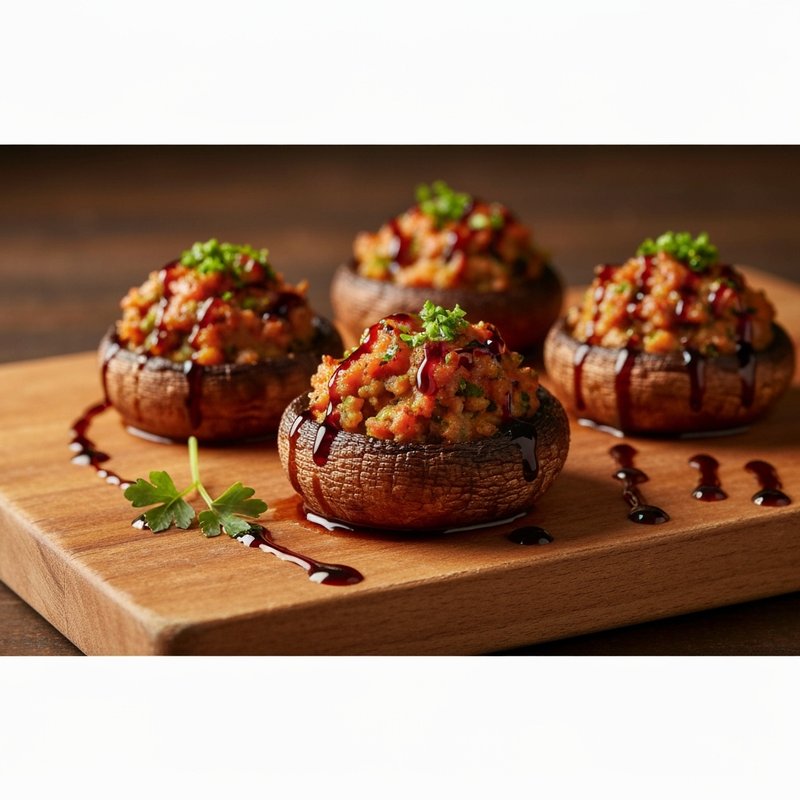 Spinach & Ricotta Stuffed Portobellos with Balsamic Glaze