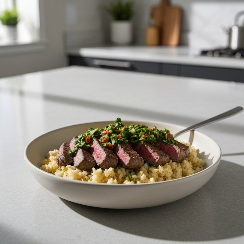 Steak & Chimichurri Cauliflower Rice Bowl
