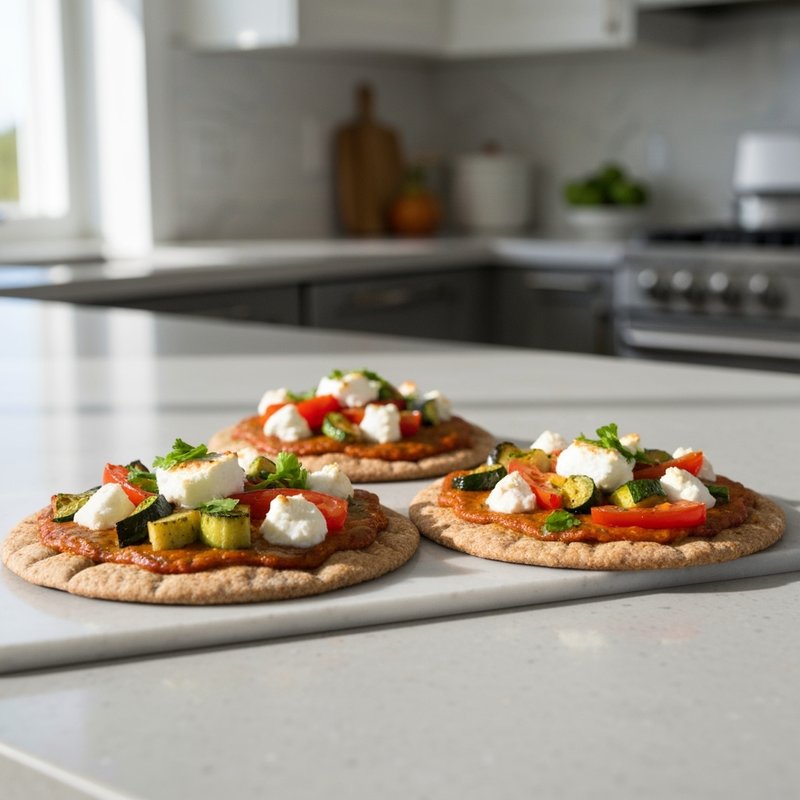 Whole-Wheat Pita Pizzas with Roasted Veggies & Goat Cheese